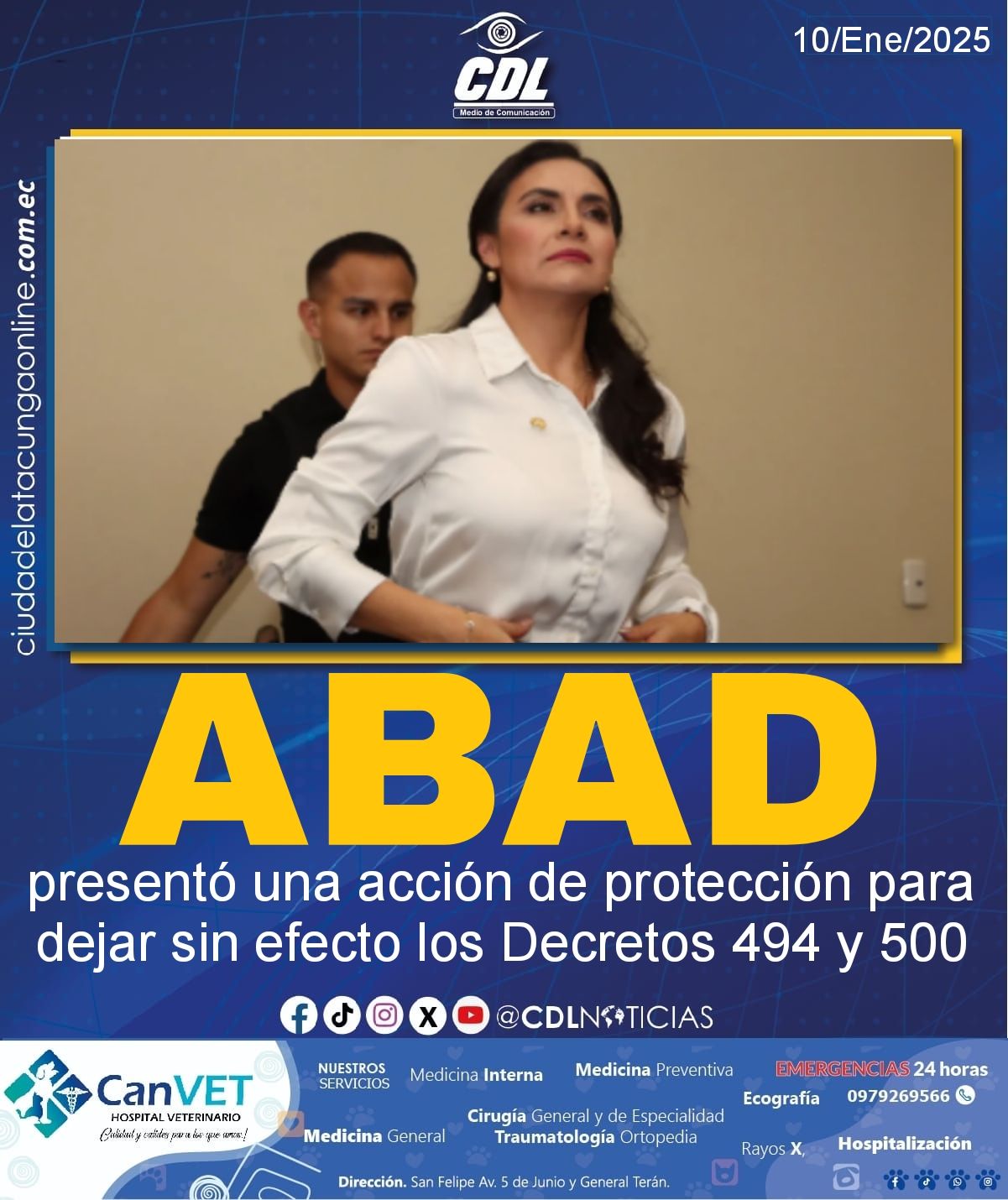 Verónica Abad presentó una acción de protección para dejar sin efecto los Decretos 494 y 500