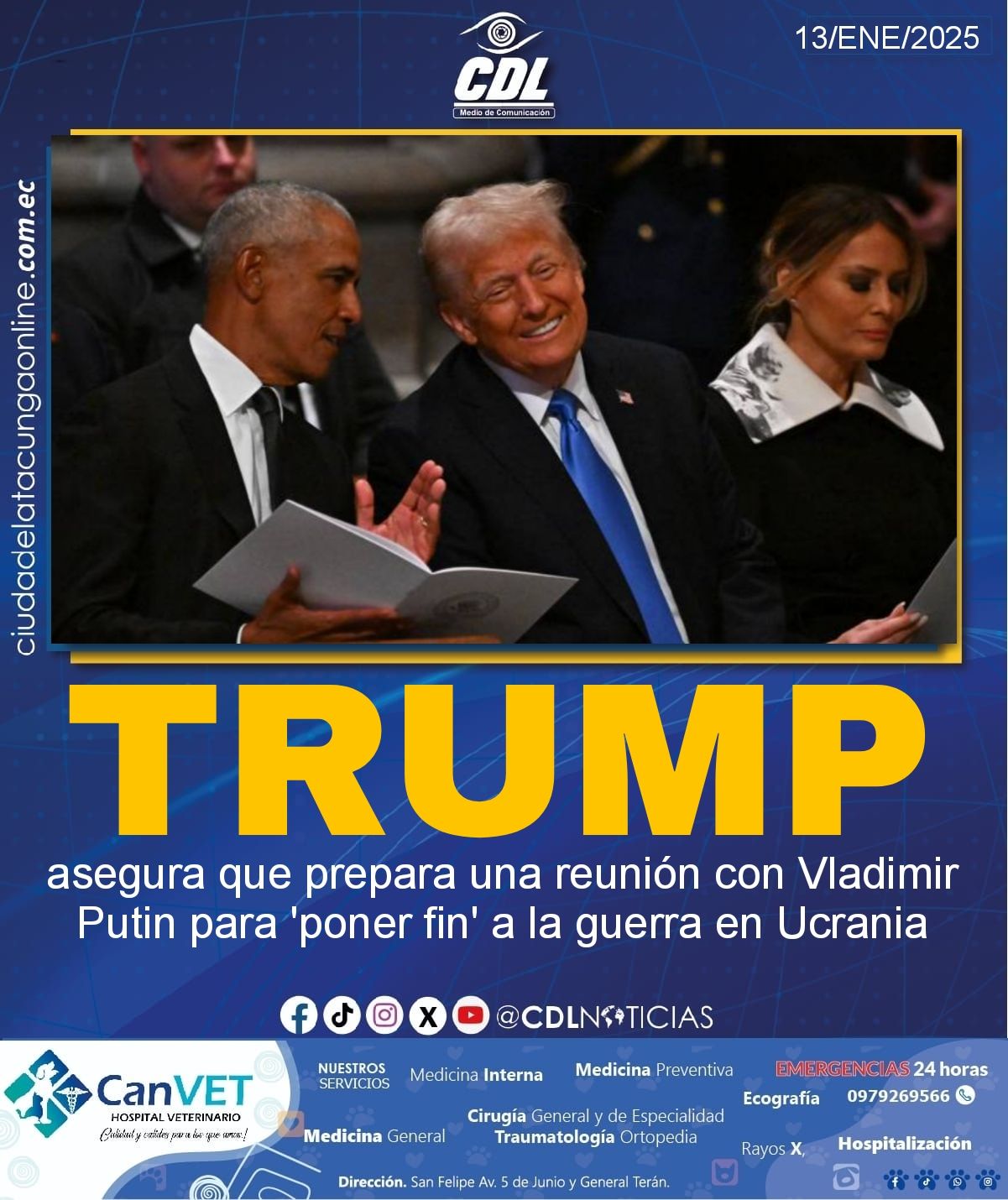 Presidente electo Donald Trump asegura que prepara una reunión con Vladimir Putin para ‘poner fin’ a la guerra en Ucrania