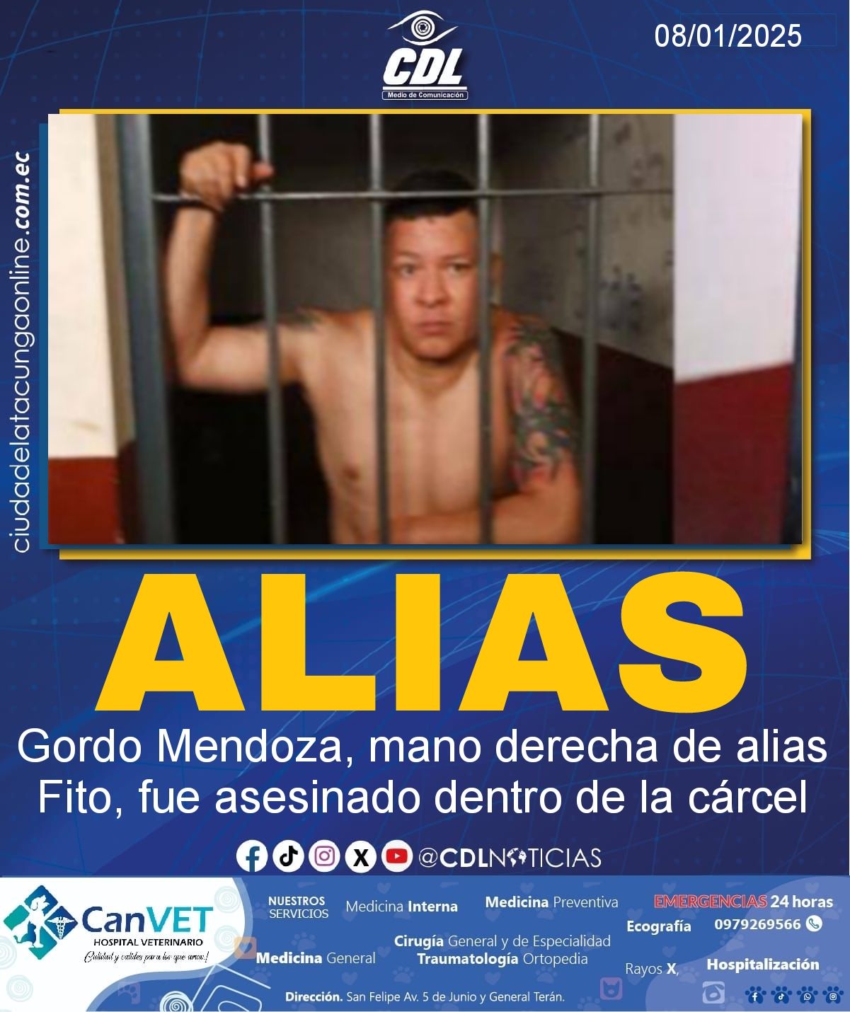 Alias Gordo Mendoza, mano derecha de alias Fito, fue ase sinado dentro de la cárcel