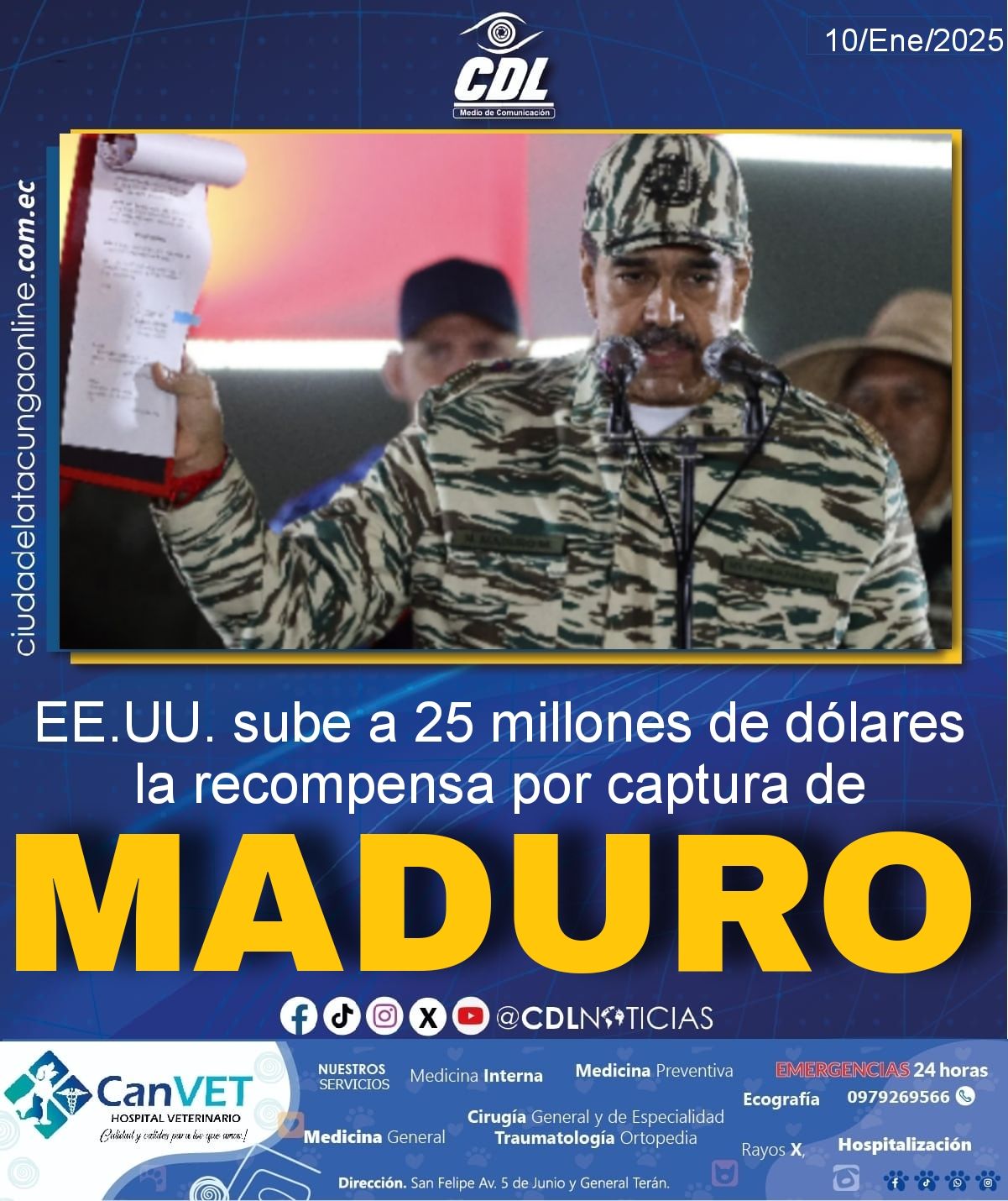 EE.UU. sube a 25 millones de dólares la recompensa por captura de Maduro