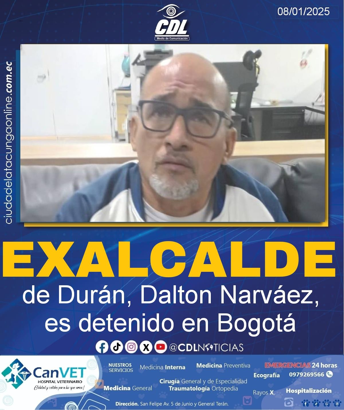 El exalcalde de Durán, Dalton Narváez, es detenido en Bogotá