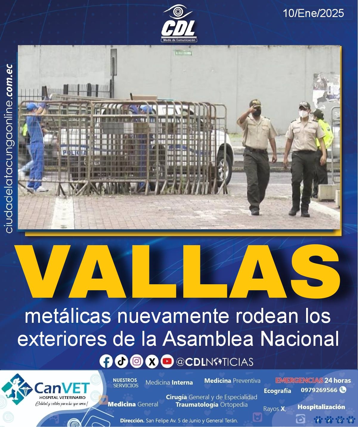 Las vallas metálicas nuevamente rodean los exteriores de la Asamblea Nacional