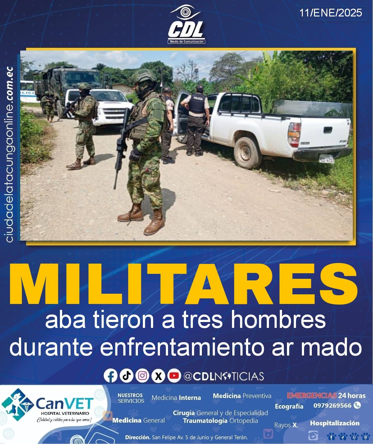 Los Ríos: militares aba tieron a tres hombres durante enfrentamiento ar mado