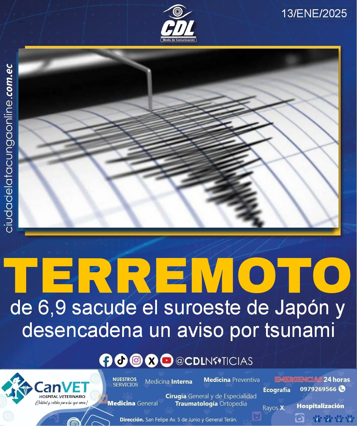 Un terremoto de 6,9 sacude el suroeste de Japón y desencadena un aviso por tsunami