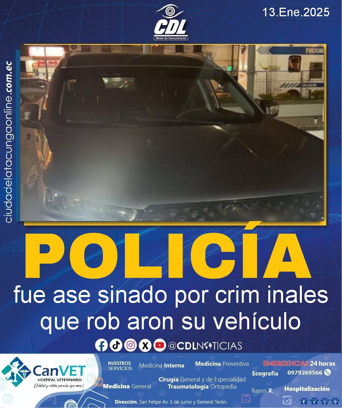 Guayaquil: un policía fue ase sinado por crim inales que rob aron su vehículo