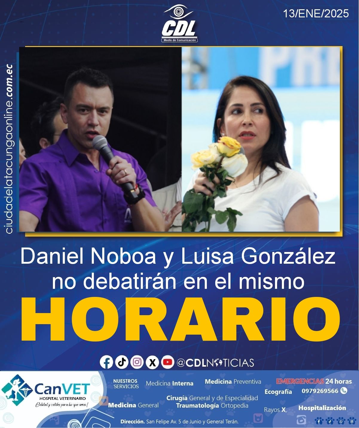 Daniel Noboa y Luisa González no debatirán en el mismo horario; CNE define orden del debate presidencial