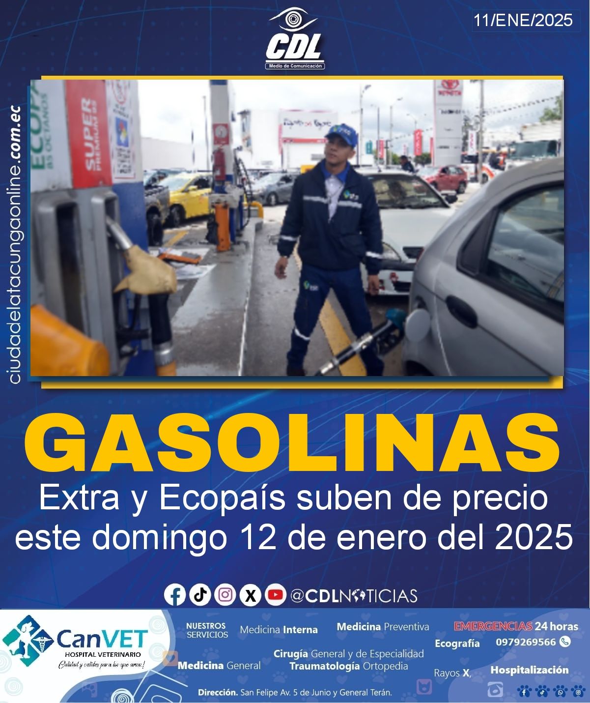 Gasolinas Extra y Ecopaís suben de precio este domingo 12 de enero del 2025