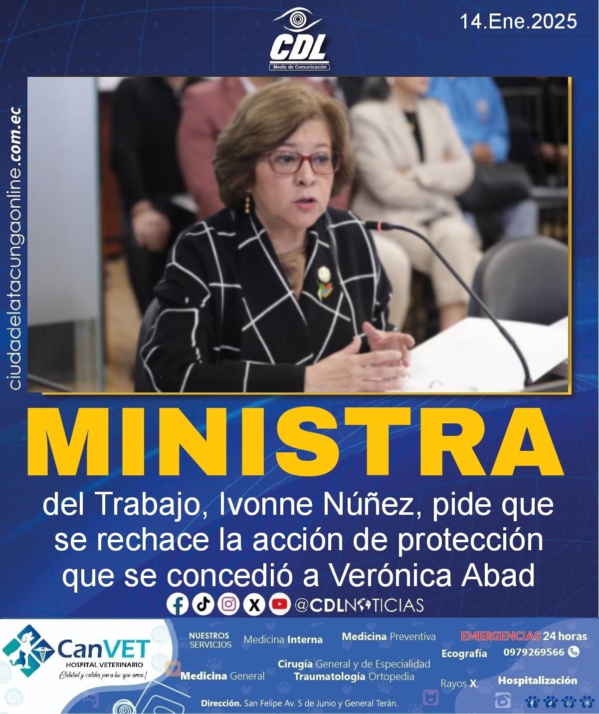 La ministra del Trabajo, Ivonne Núñez, pide que se rechace la acción de protección que se concedió a Verónica Abad