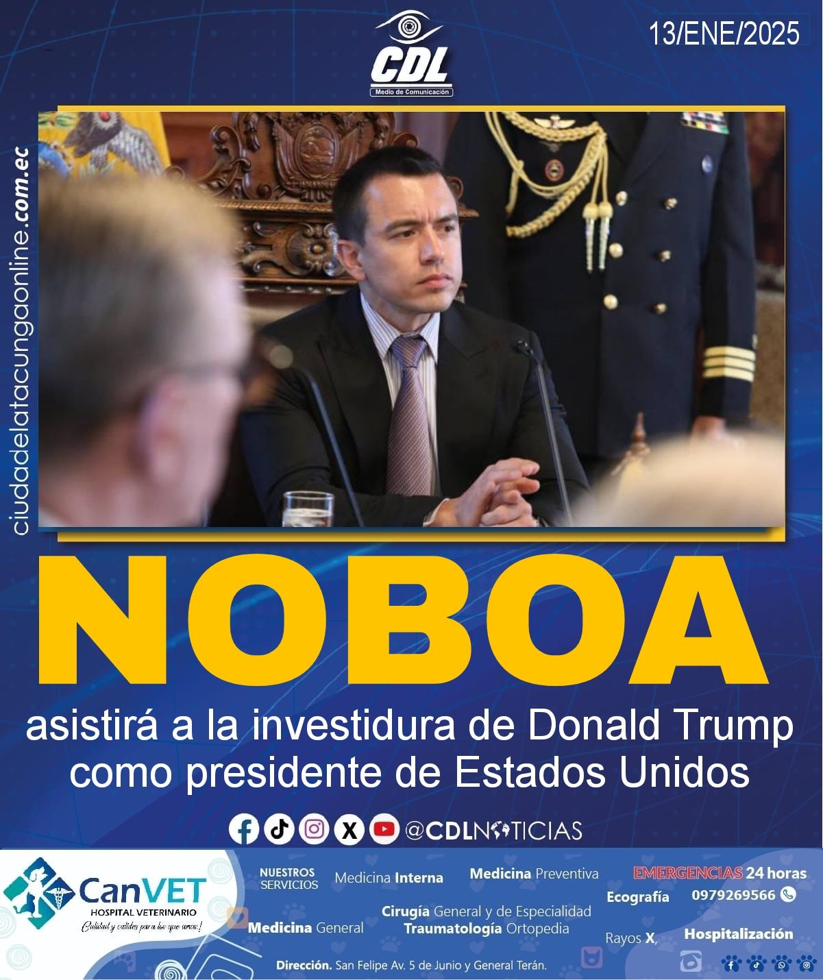Daniel Noboa asistirá a la investidura de Donald Trump como presidente de Estados Unidos