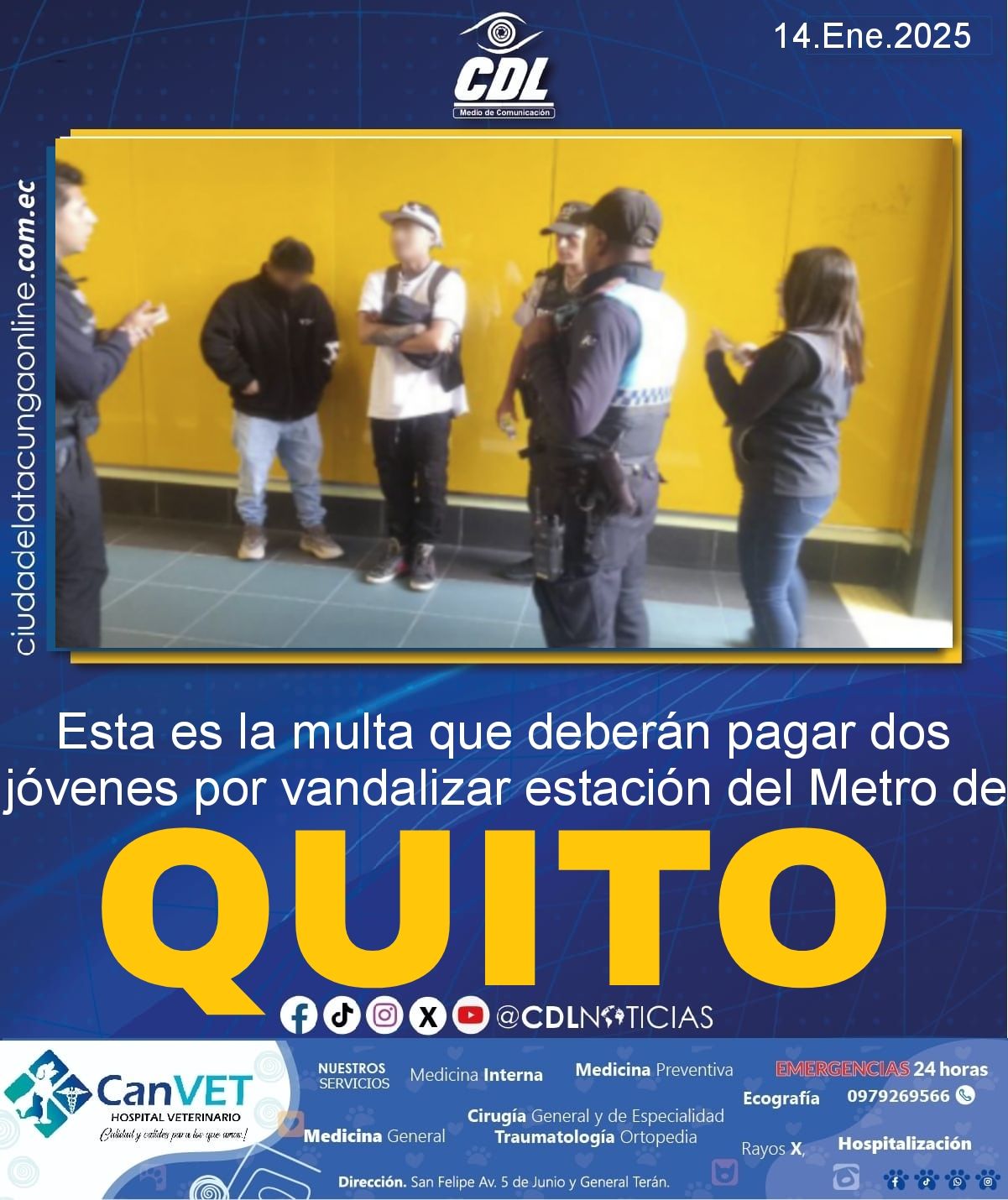 Esta es la multa que deberán pagar dos jóvenes por vandalizar estación del Metro de Quito