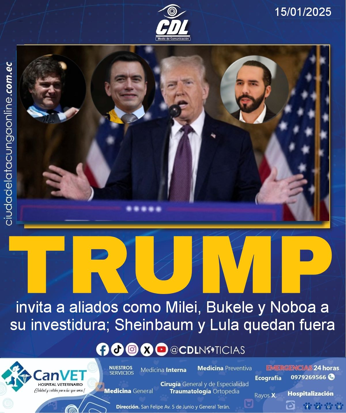 Donald Trump invita a aliados como Milei, Bukele y Noboa a su investidura; Sheinbaum y Lula quedan fuera