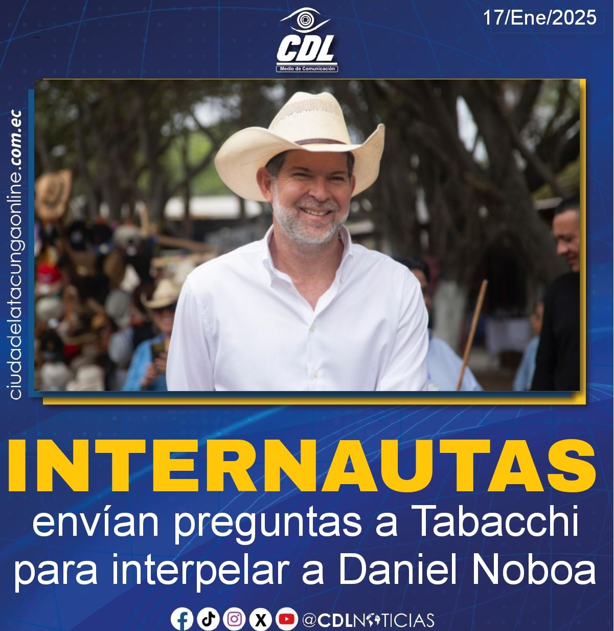 Internautas envían preguntas a Tabacchi para interpelar a Daniel Noboa