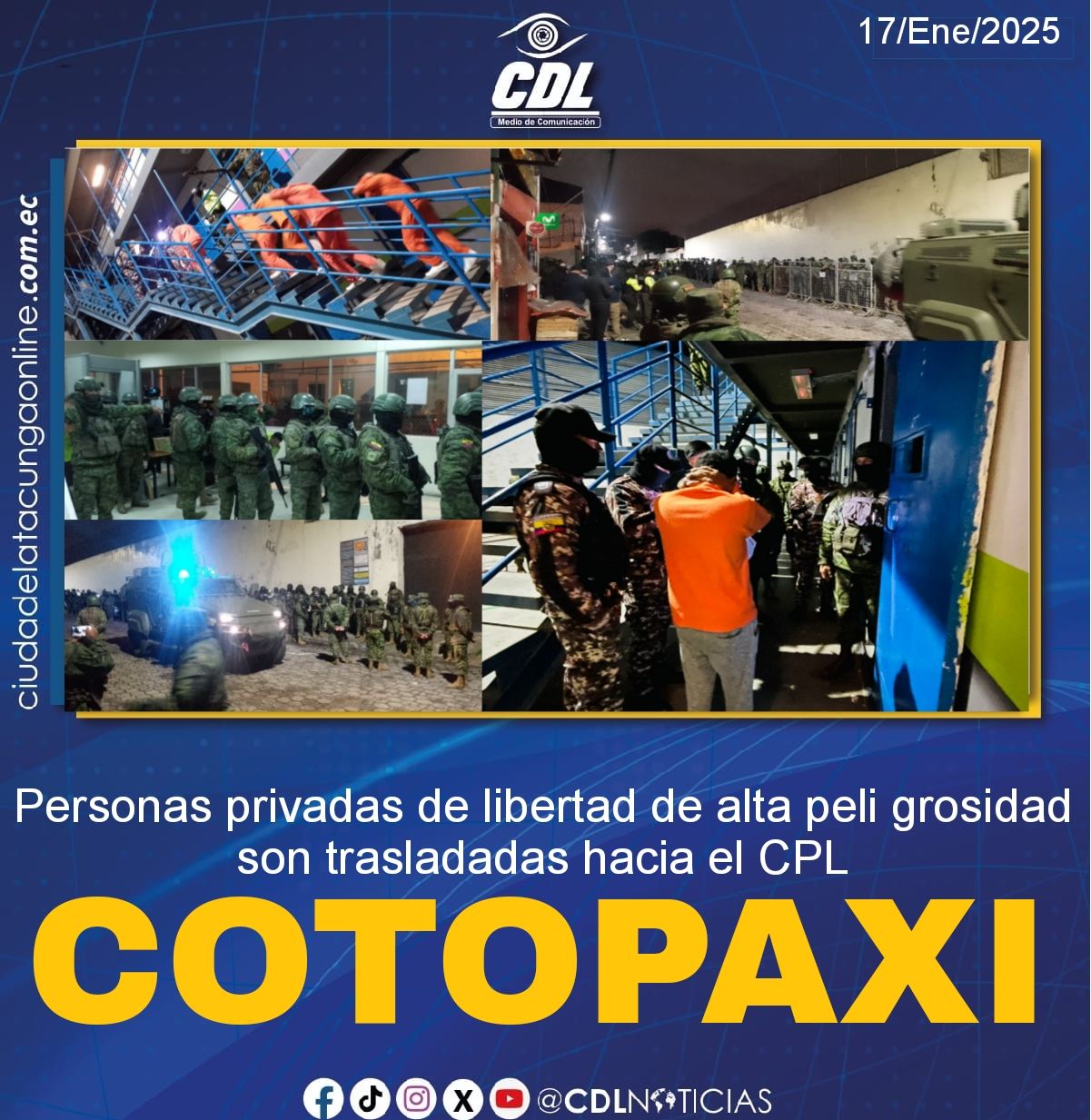 Personas privadas de libertad de alta peli grosidad son trasladadas hacia el CPL Cotopaxi