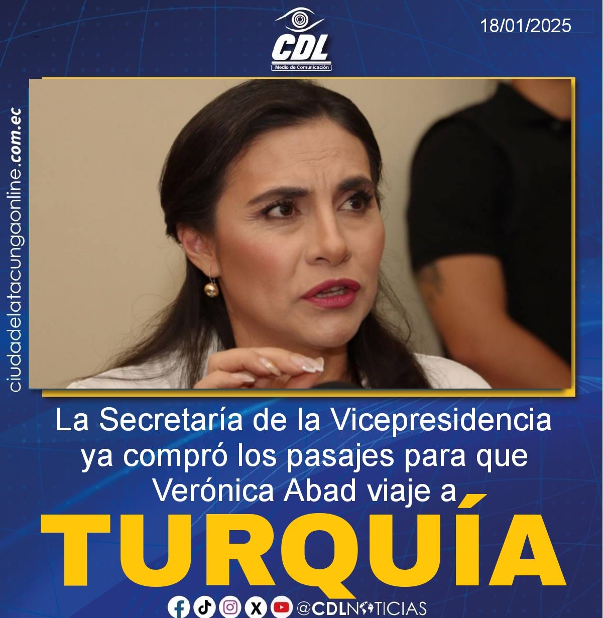 La Secretaría de la Vicepresidencia ya compró los pasajes para que Verónica Abad viaje a Turquía