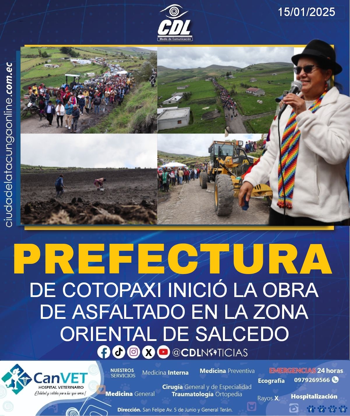 PREFECTURA DE COTOPAXI INICIÓ LA OBRA DE ASFALTADO EN LA ZONA ORIENTAL DE SALCEDO