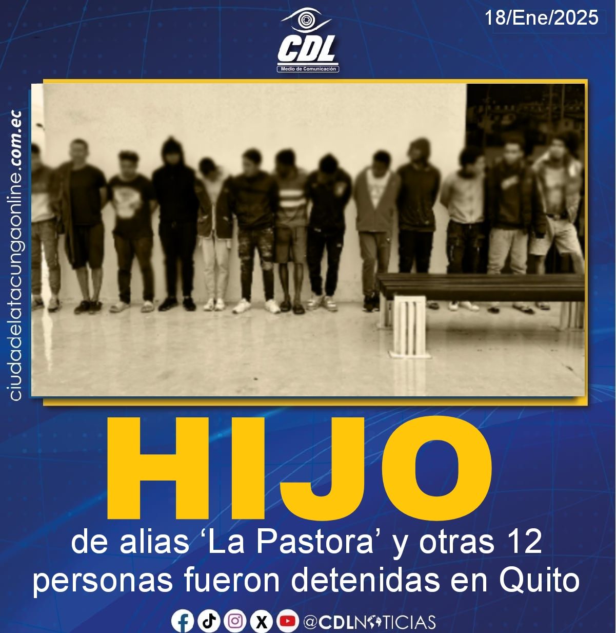 Hijo de alias ‘La Pastora’ y otras 12 personas fueron detenidas en Quito