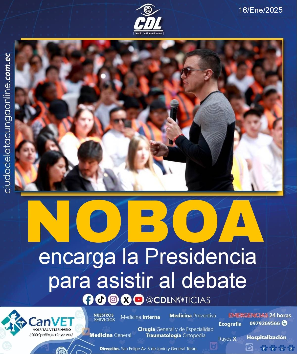 Daniel Noboa encarga la Presidencia para asistir al debate