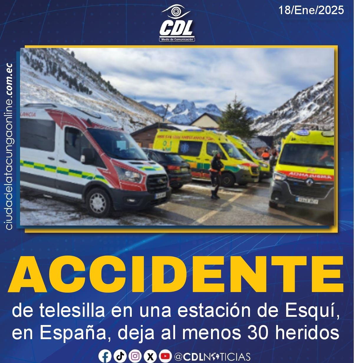 Un accidente de telesilla en una estación de Esquí, en España, deja al menos 30 heridos
