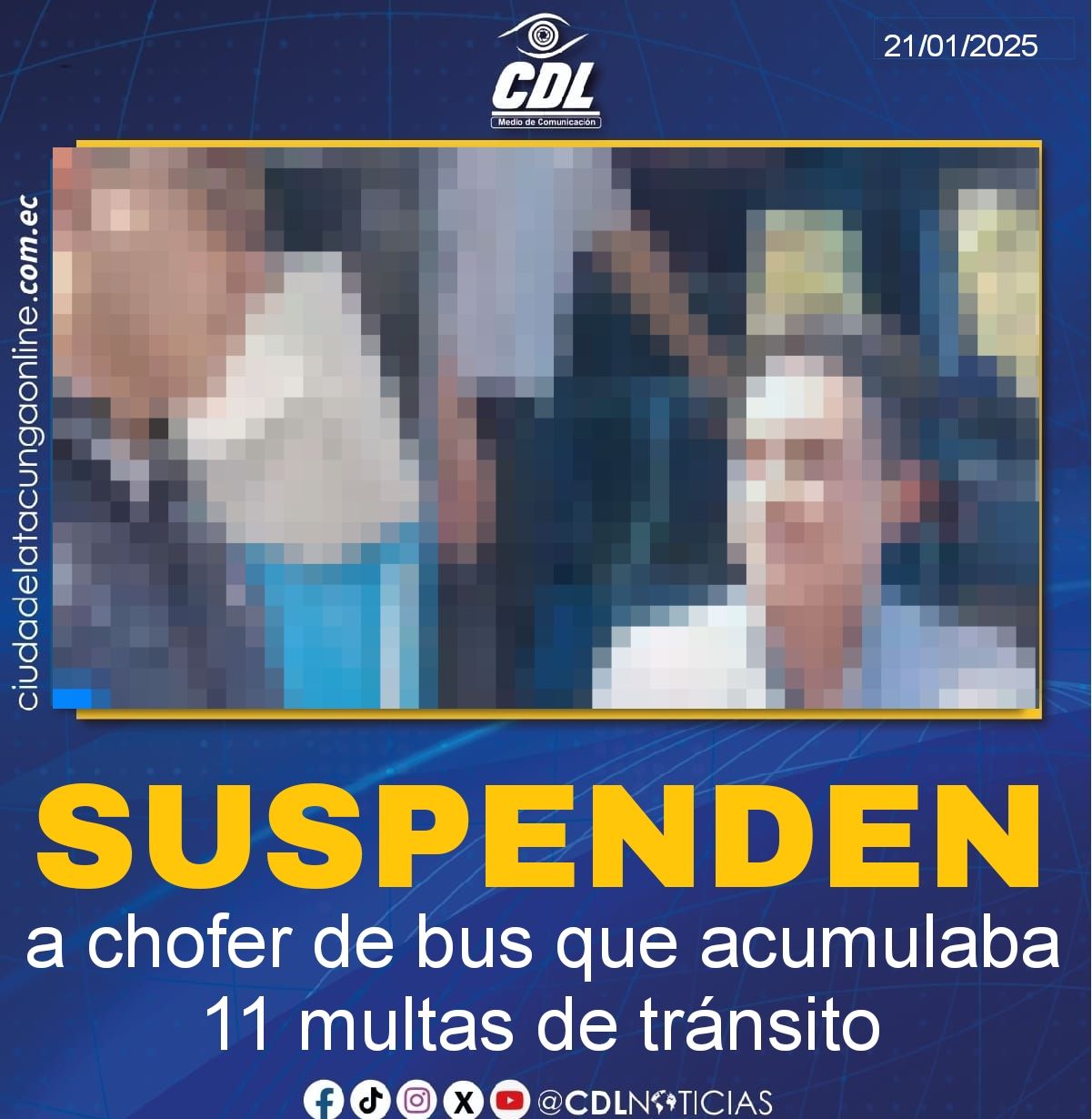 Suspenden a chofer de bus que acumulaba 11 multas de tránsito