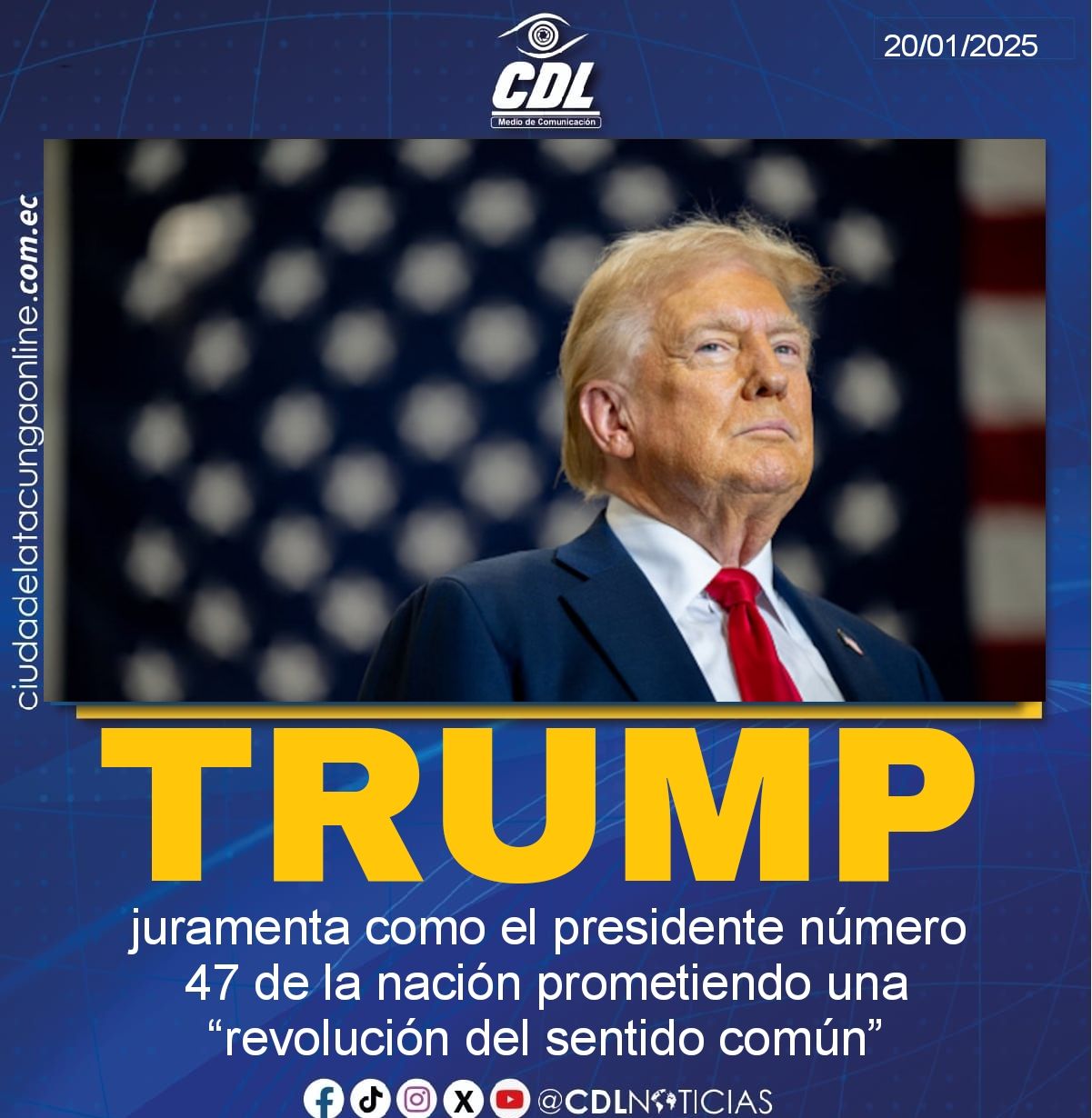 Donald Trump juramenta como el presidente número 47 de la nación prometiendo una “revolución del sentido común”