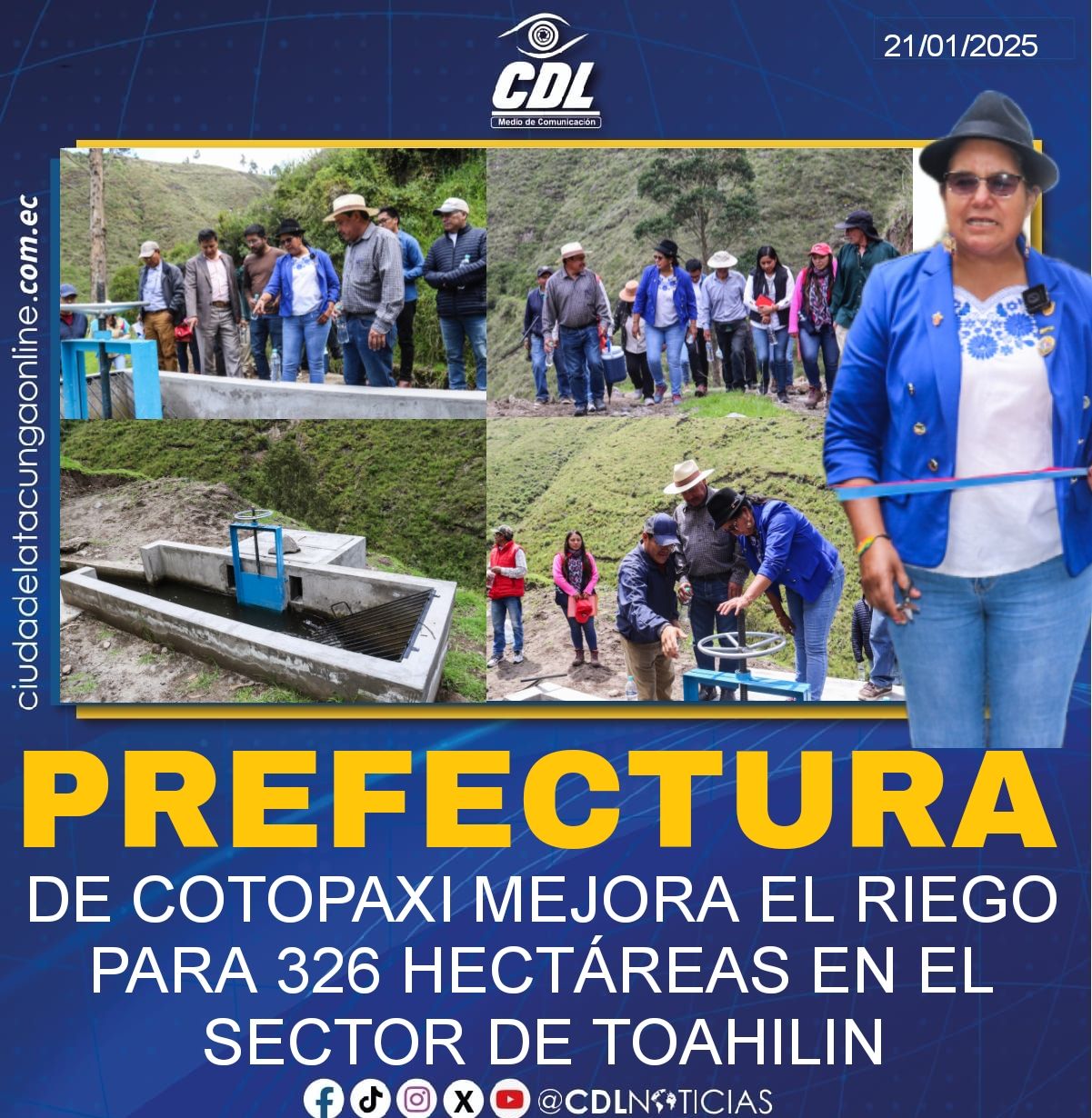 PREFECTURA DE COTOPAXI MEJORA EL RIEGO PARA 326 HECTÁREAS EN EL SECTOR DE TOAHILIN