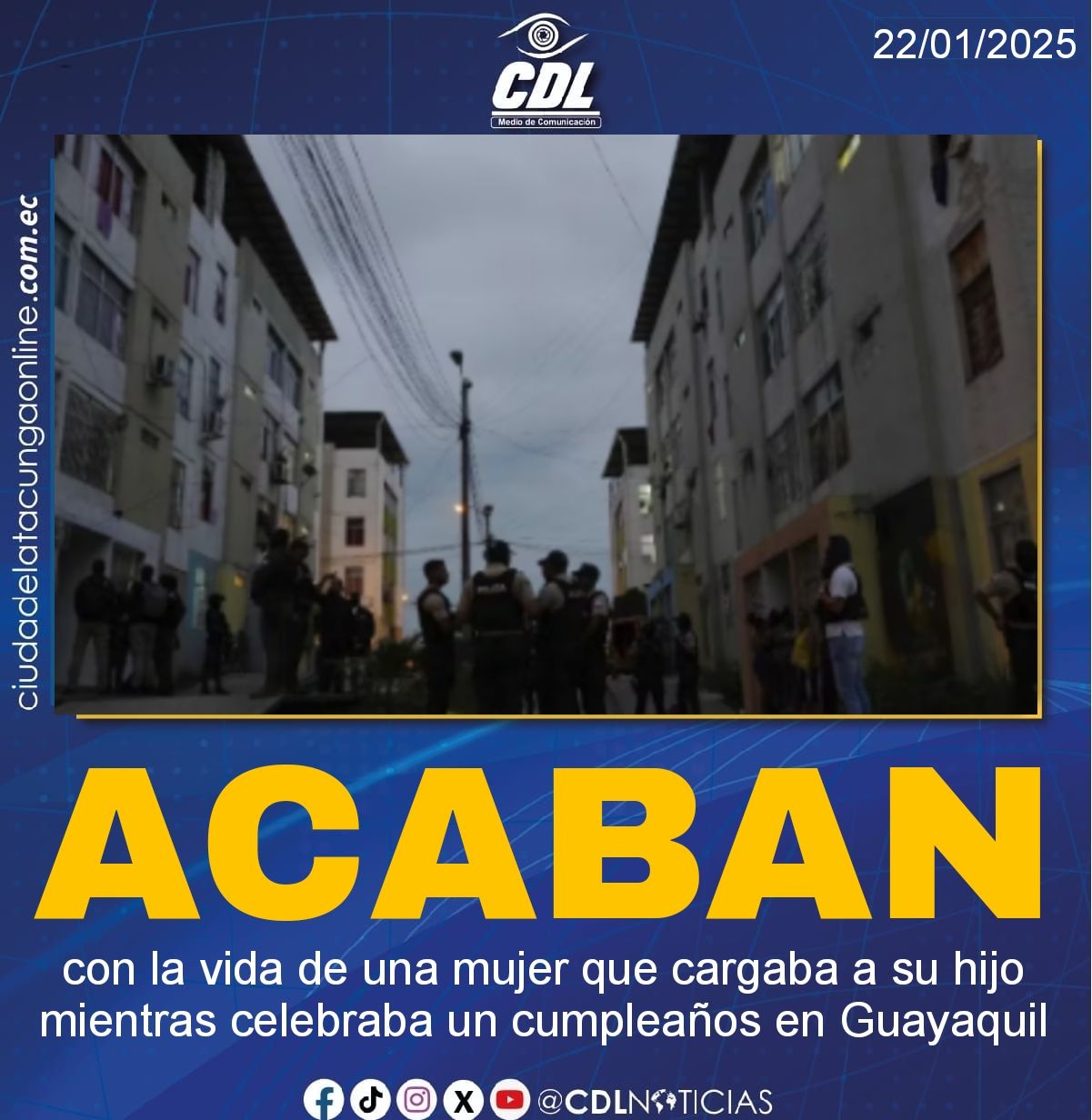 Acaban con la vida de una mujer que cargaba a su hijo mientras celebraba un cumpleaños en Guayaquil