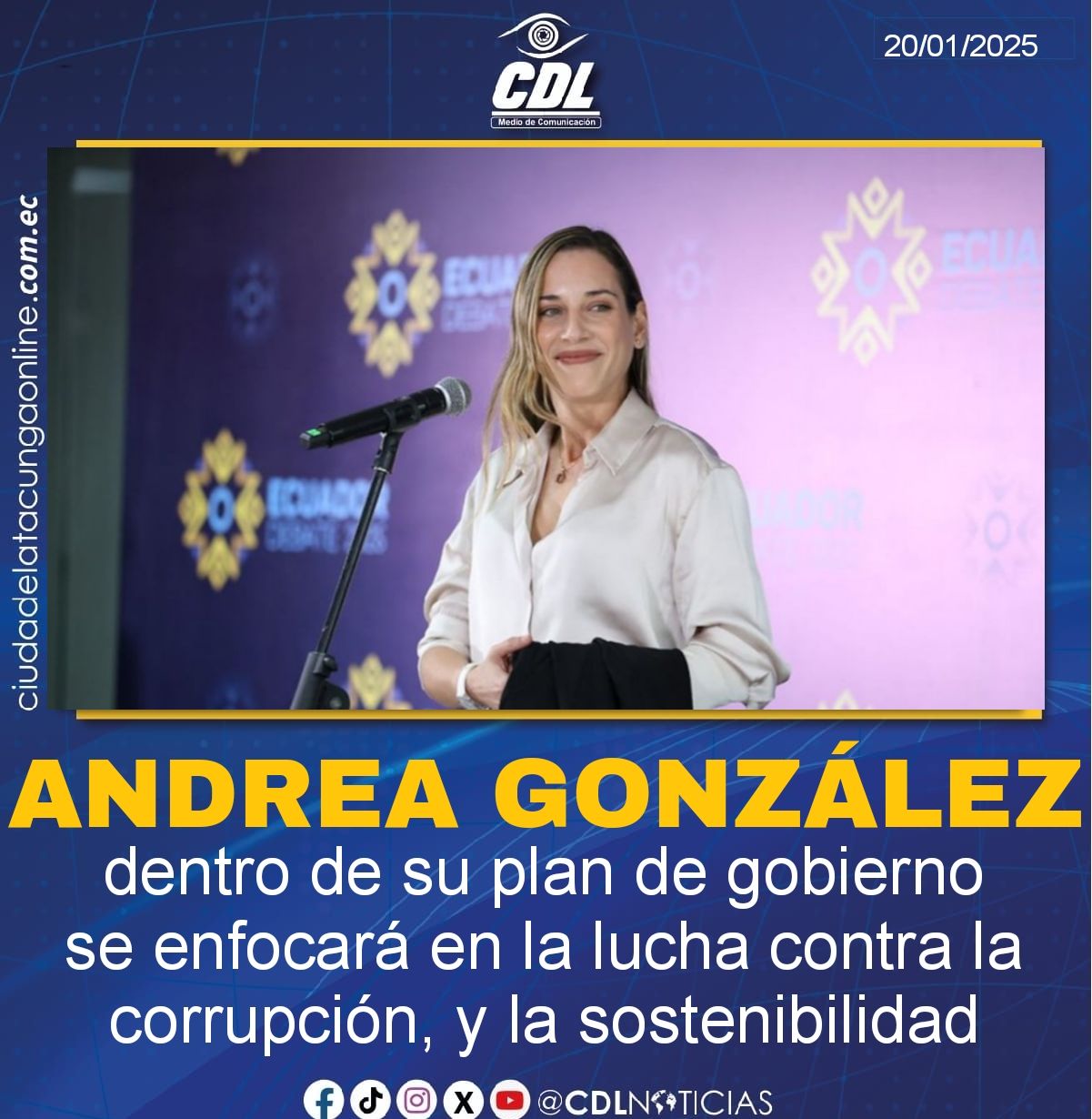 Andrea González dentro de su plan de gobierno se enfocará en la lucha contra la corrupción, y la sostenibilidad