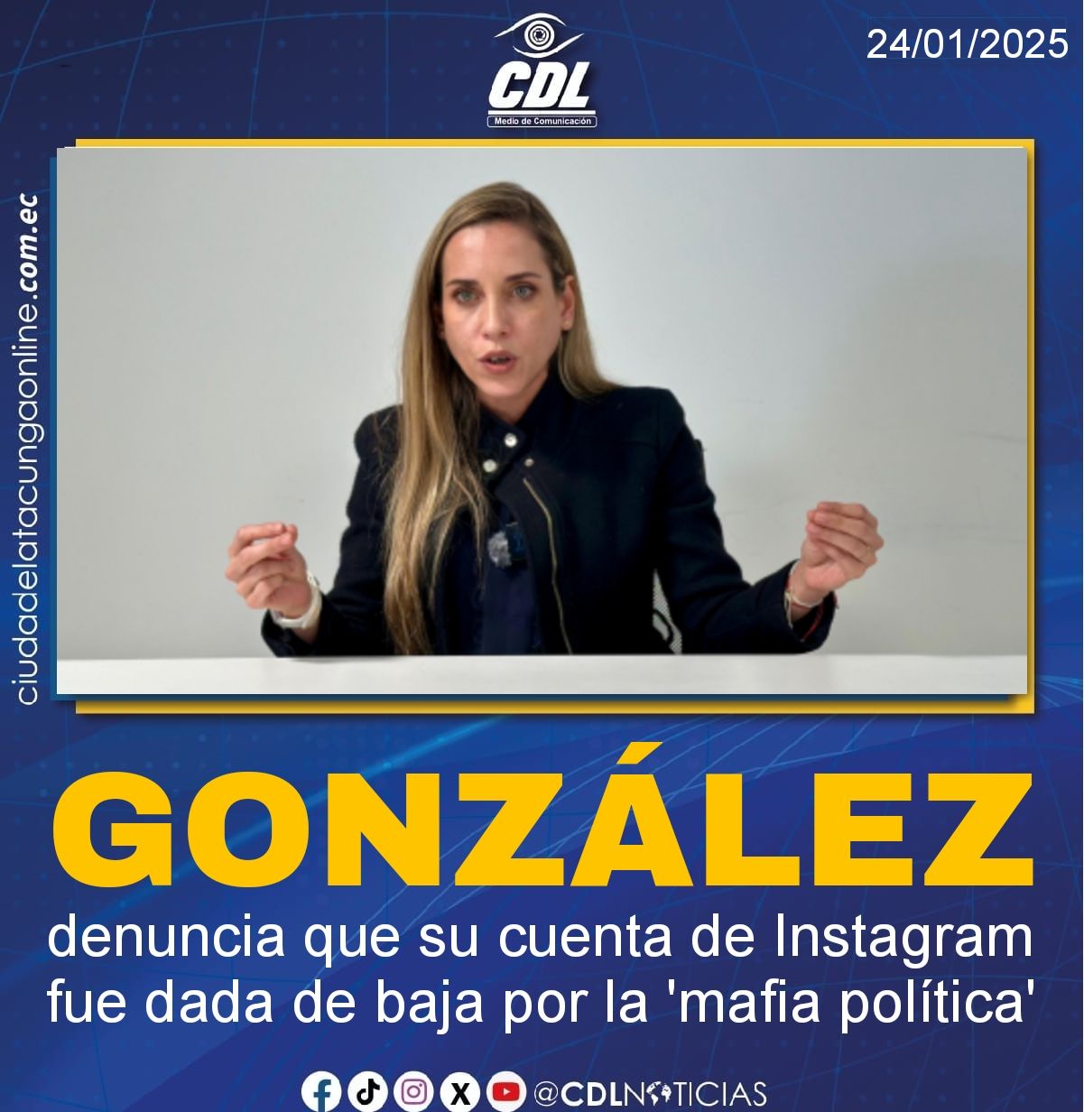 Andrea González denuncia que su cuenta de Instagram fue dada de baja por la ‘mafia política’