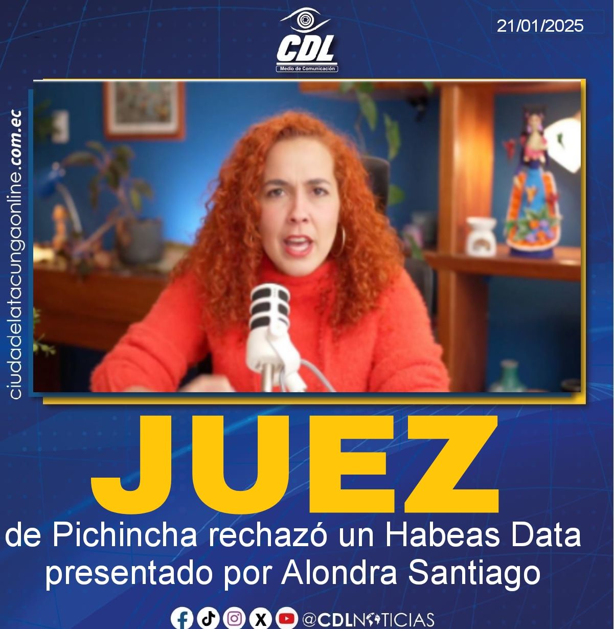 Un juez de Pichincha rechazó un Habeas Data presentado por Alondra Santiago