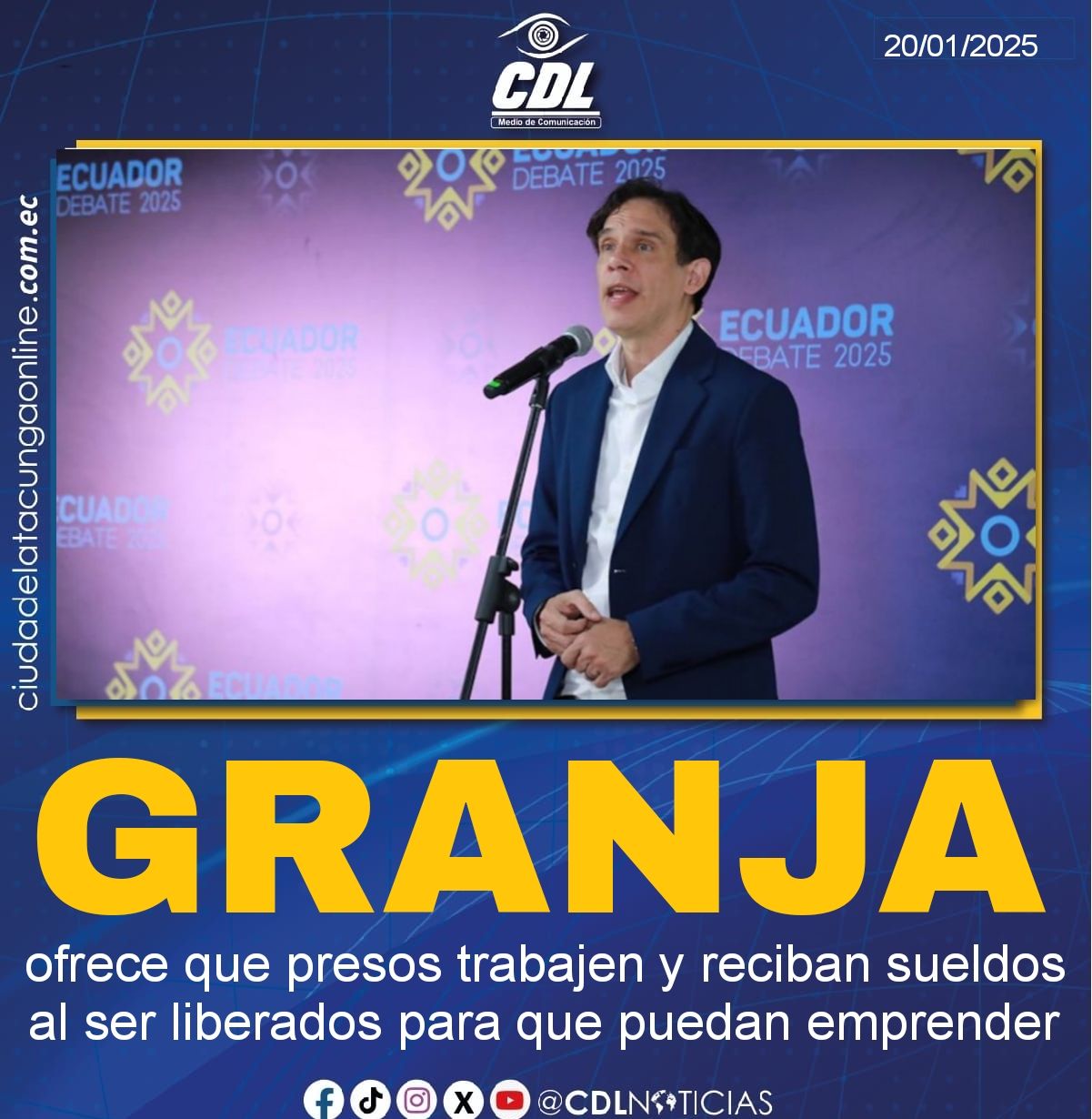 Pedro Granja ofrece que presos trabajen y reciban sueldos al ser liberados para que puedan emprender