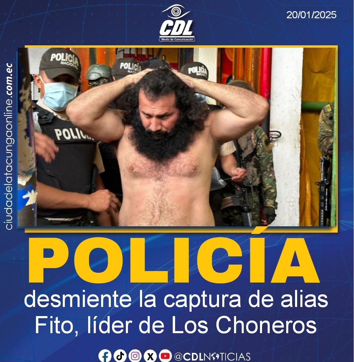 Policía desmiente la captura de alias Fito, líder de Los Choneros
