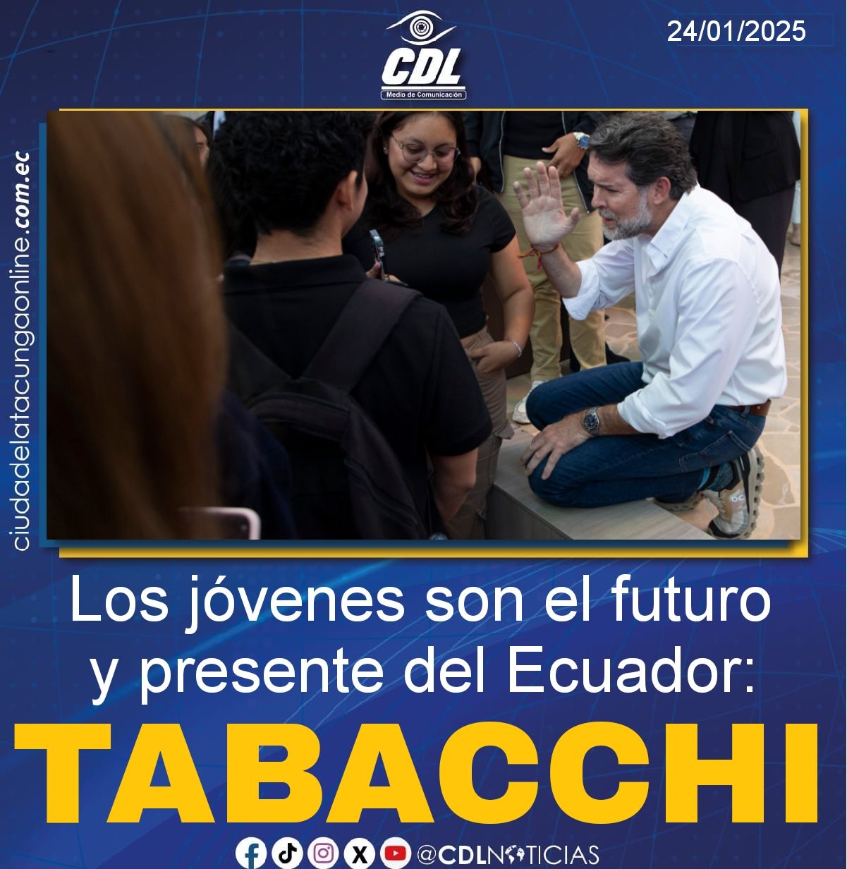 Los jóvenes son el futuro y presente del Ecuador: Tabacchi