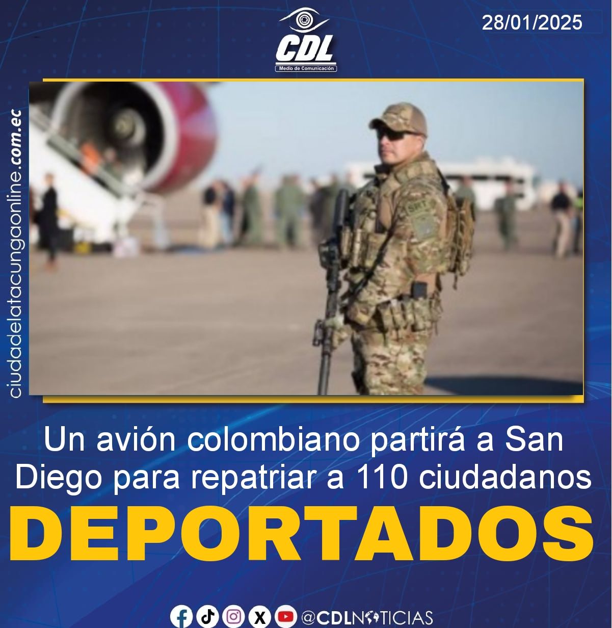 Un avión colombiano partirá a San Diego para repatriar a 110 ciudadanos deportados