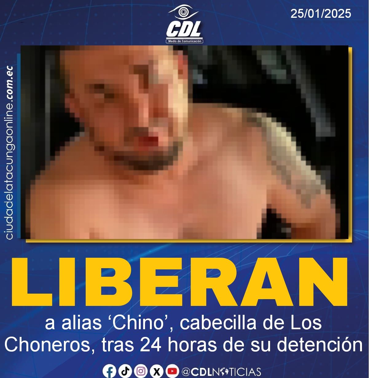Liberan a alias ‘Chino’, cabecilla de Los Choneros, tras 24 horas de su detención