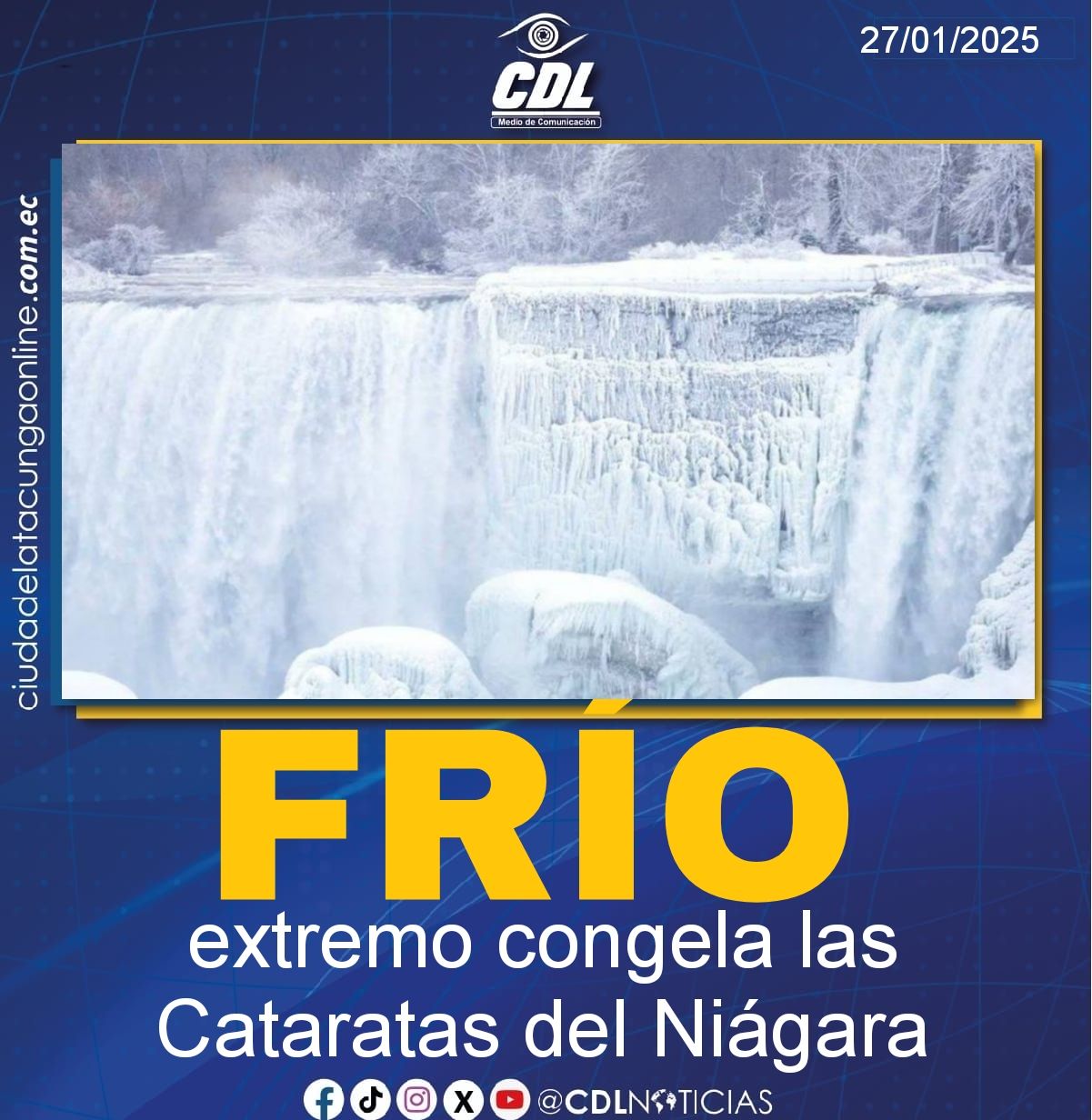 El frío extremo congela las Cataratas del Niágara