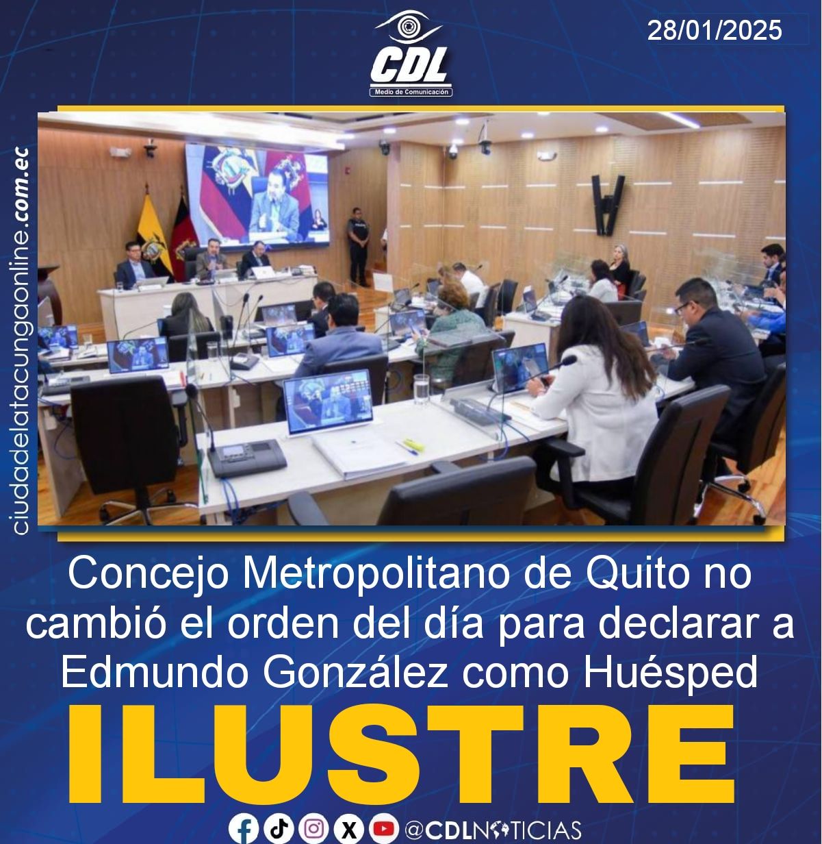 El Concejo Metropolitano de Quito no cambió el orden del día para declarar a Edmundo González como Huésped Ilustre
