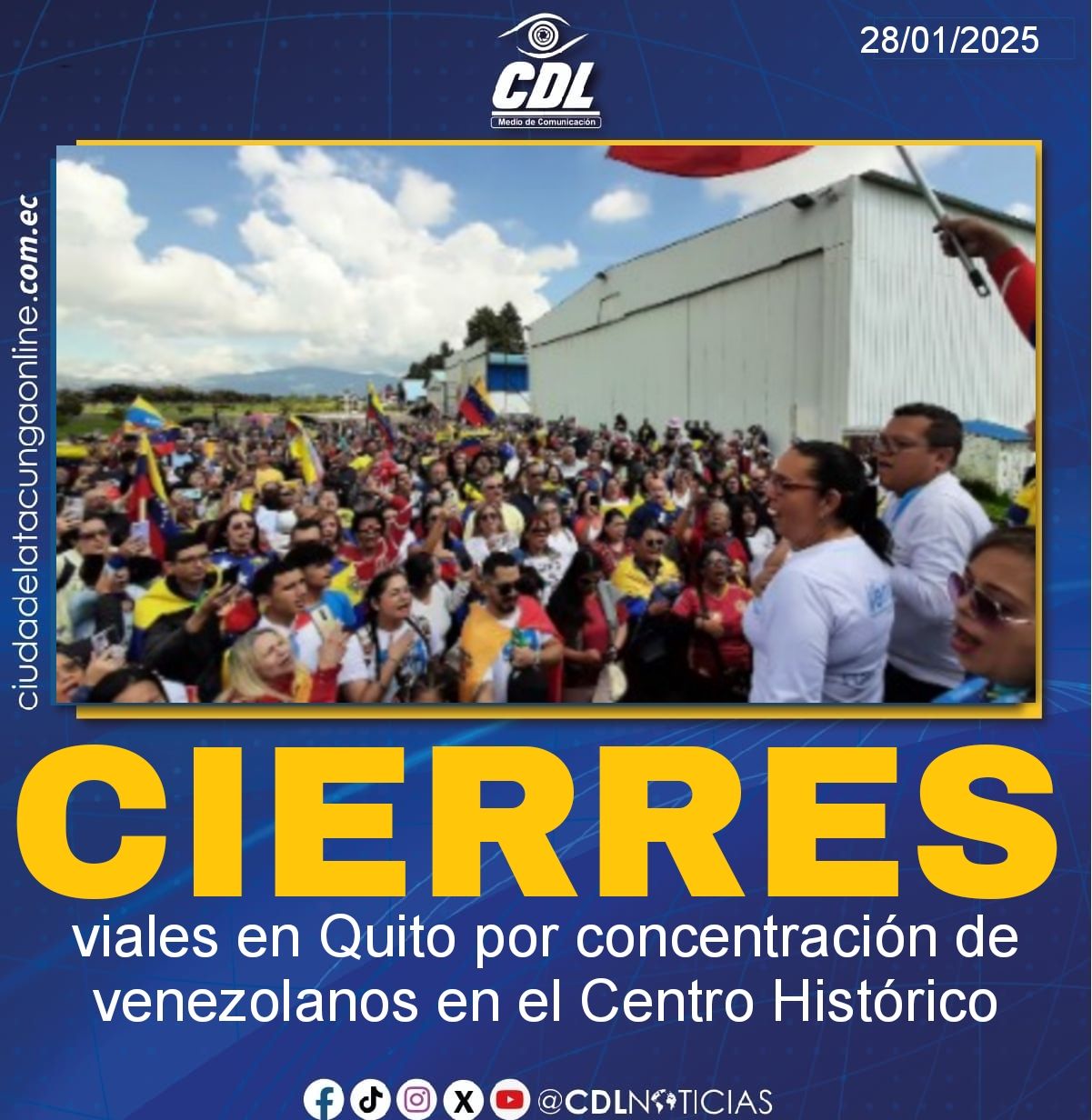 Cierres viales en Quito por concentración de venezolanos en el Centro Histórico