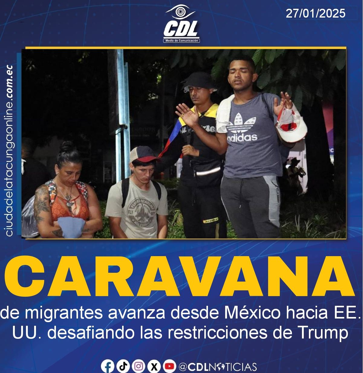 Caravana de migrantes avanza desde México hacia EE. UU. desafiando las restricciones de Trump