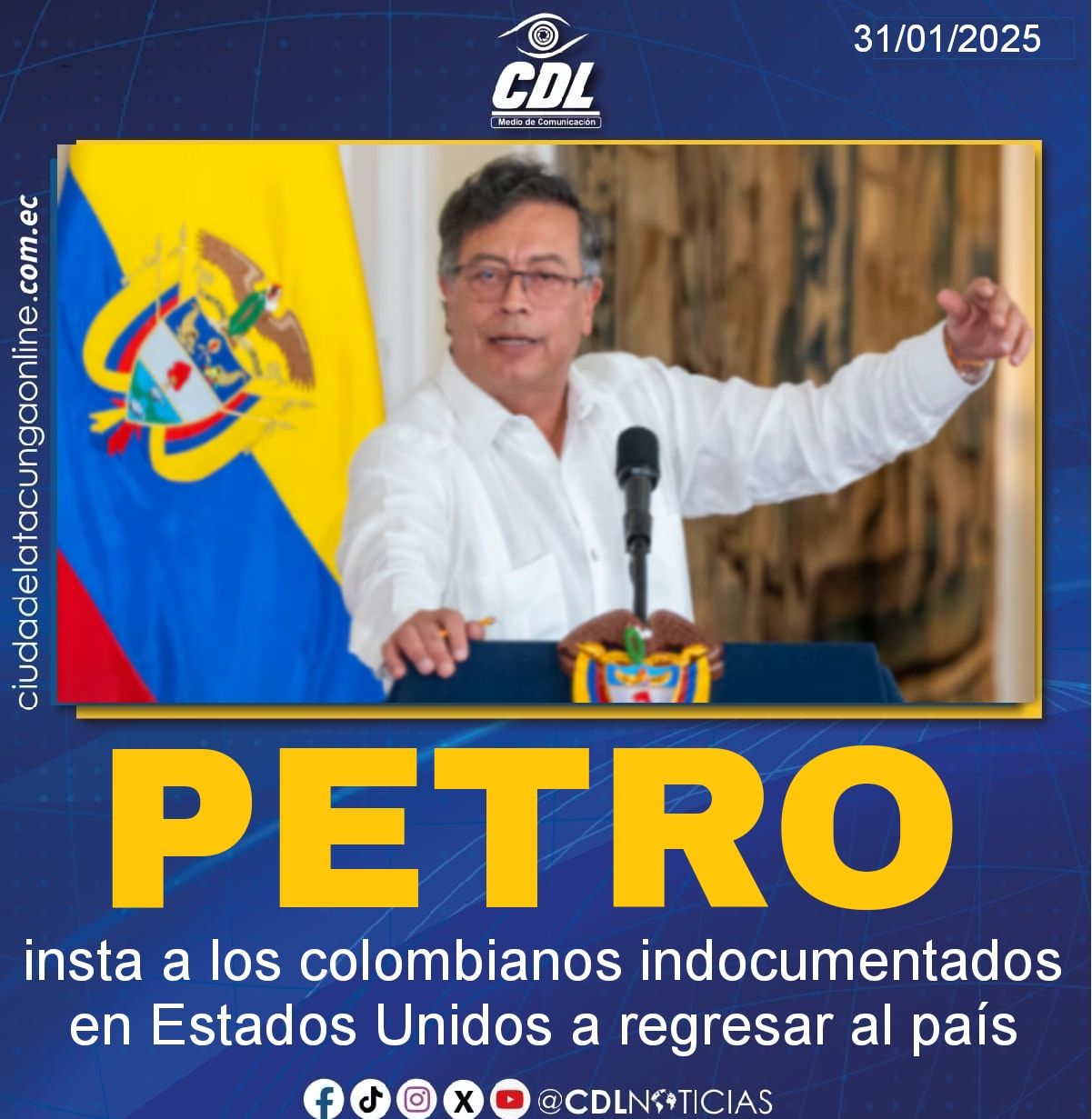 Gustavo Petro insta a los colombianos indocumentados en Estados Unidos a regresar al país