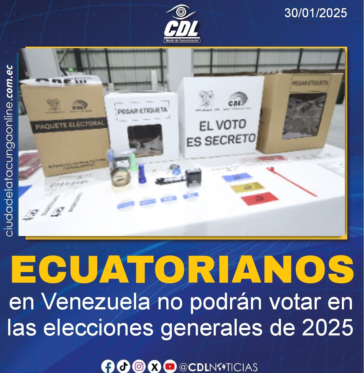 Ecuatorianos en Venezuela no podrán votar en las elecciones generales de 2025