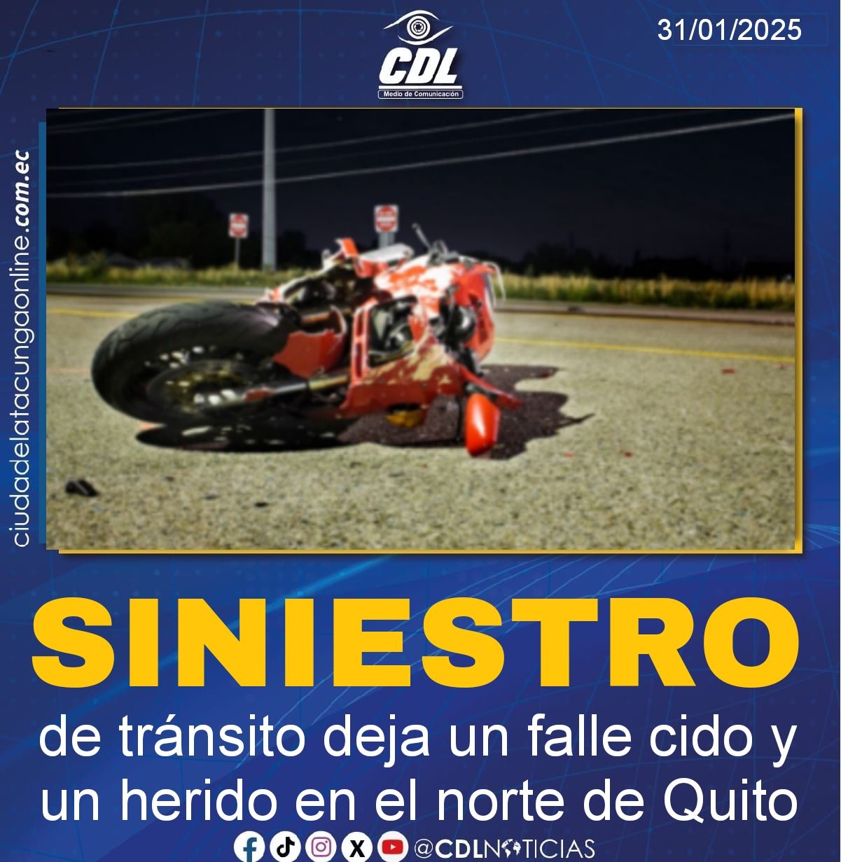 Accidente de tránsito deja un fallecido y un herido en el norte de Quito