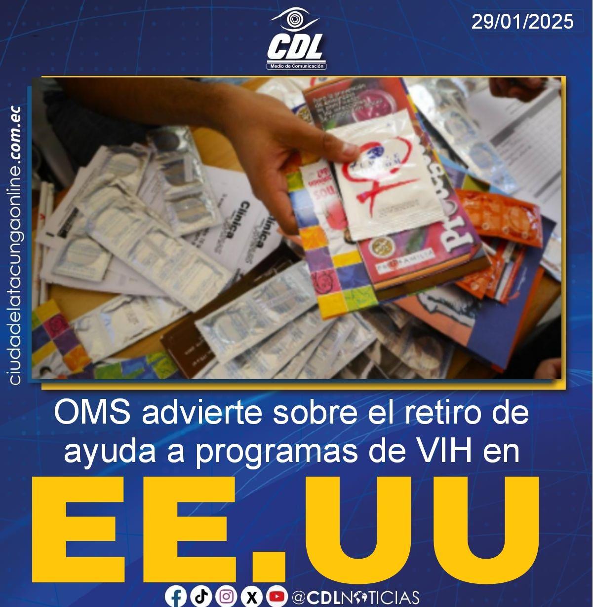 OMS advierte sobre el retiro de ayuda a programas de VIH en Estados Unidos