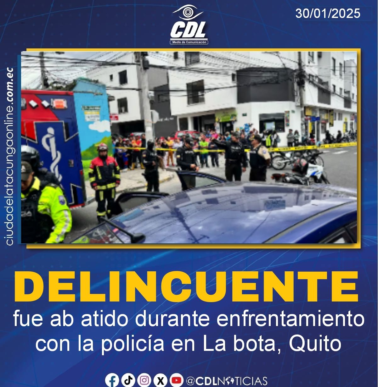 Delincuente fue ab atido durante enfrentamiento con la policía en La bota, Quito