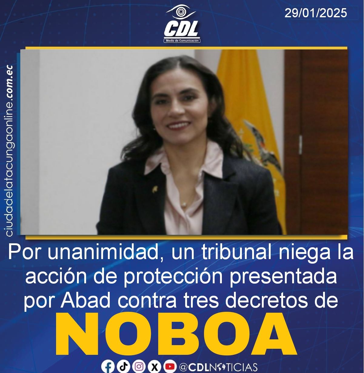 Por unanimidad, un tribunal niega la acción de protección presentada por Abad contra tres decretos de Noboa