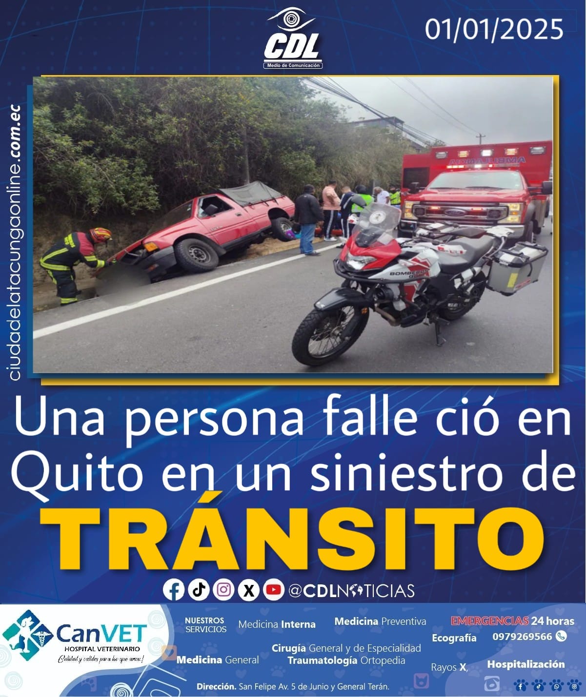 Una persona falle ció en el suroriente de Quito en un siniestro de tránsito