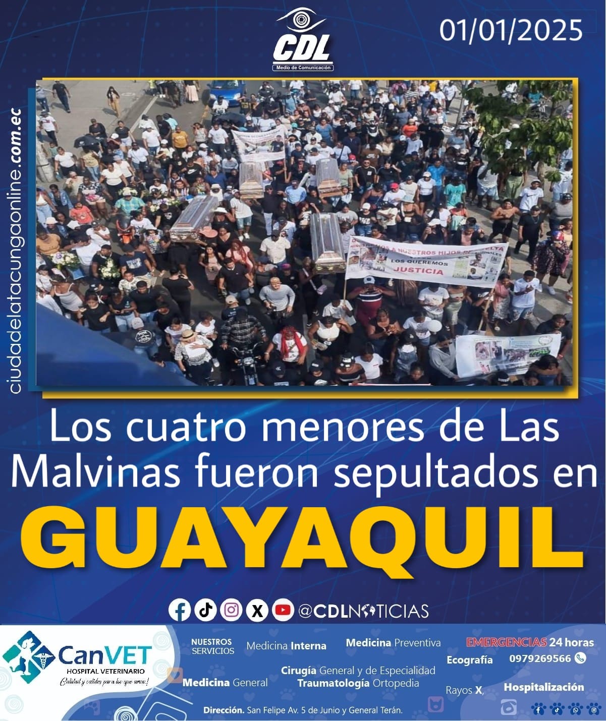 Los cuatro menores de Las Malvinas fueron sepultados en Guayaquil
