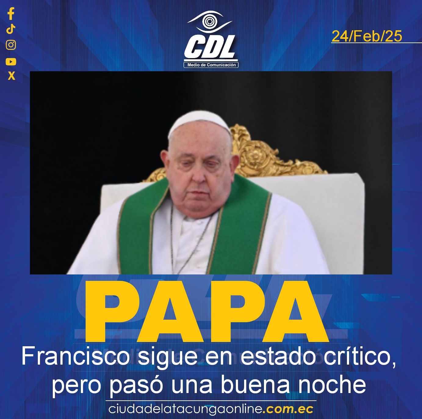 El Papa Francisco sigue en estado crítico, pero pasó una buena noche