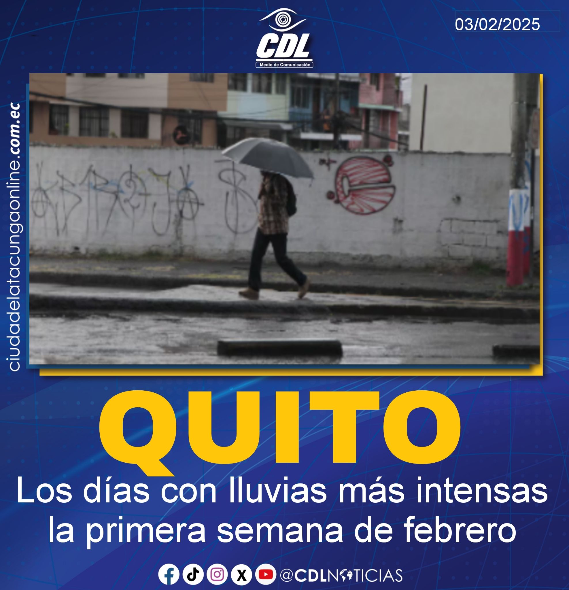 Quito: Los días con lluvias más intensas la primera semana de febrero