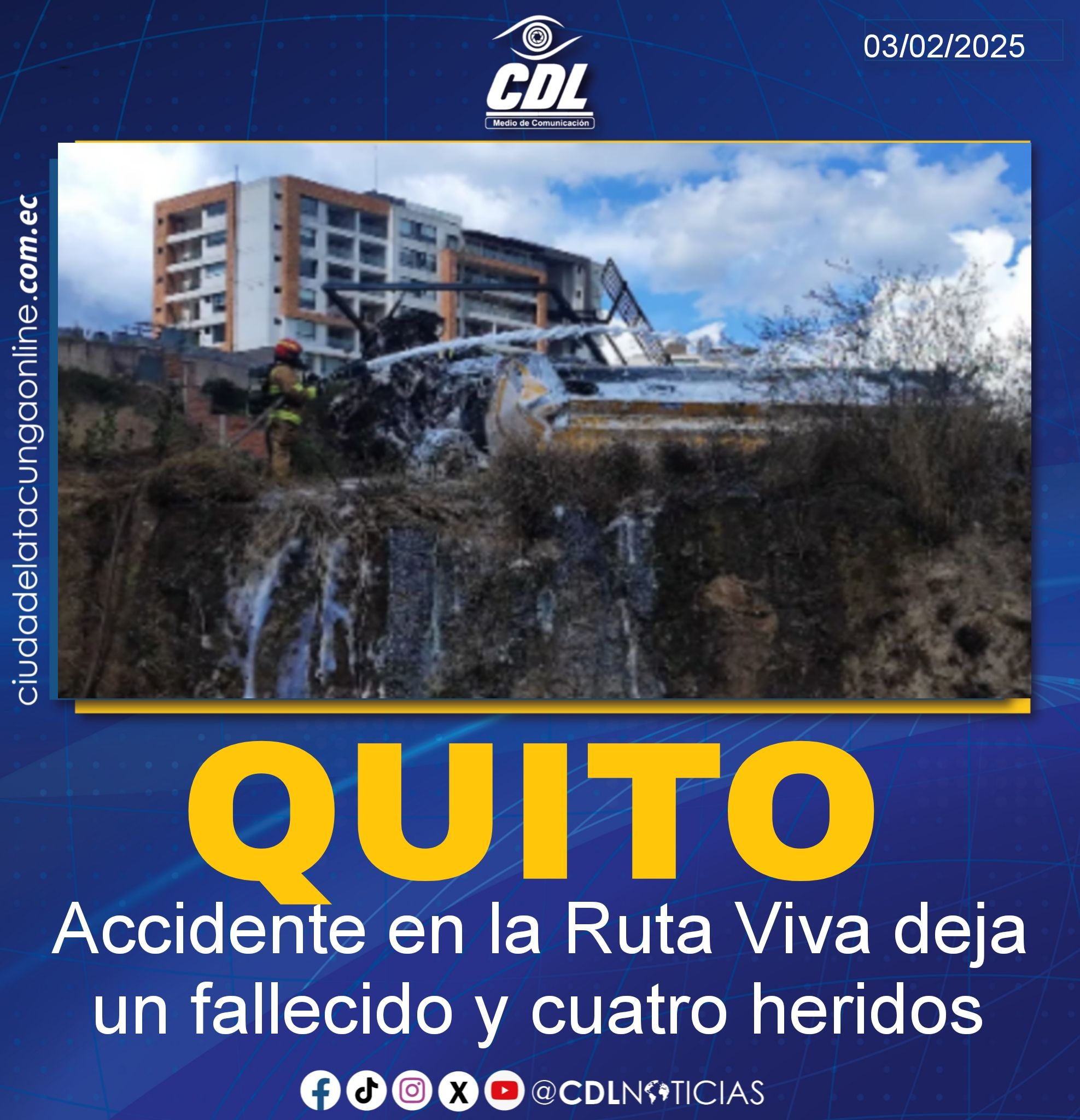 Quito: Accidente en la Ruta Viva deja un fallecido y cuatro heridos