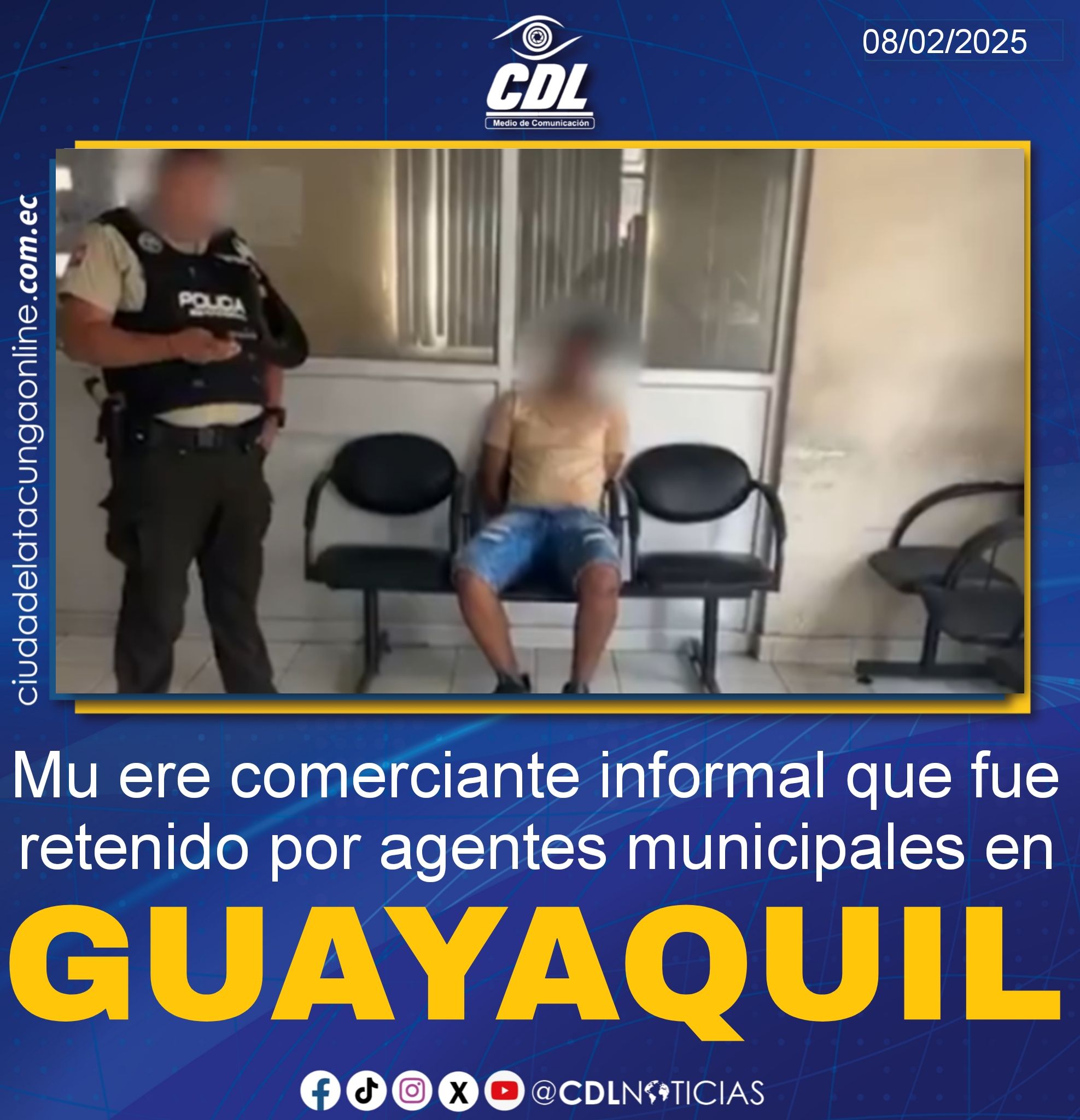 Mu ere comerciante informal que fue retenido por agentes municipales en Guayaquil